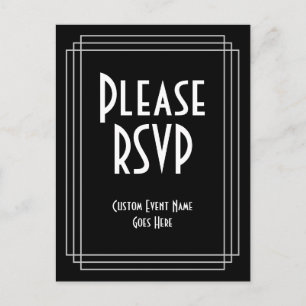 1930s geïnspireerd look "Please RSVP" Briefkaart