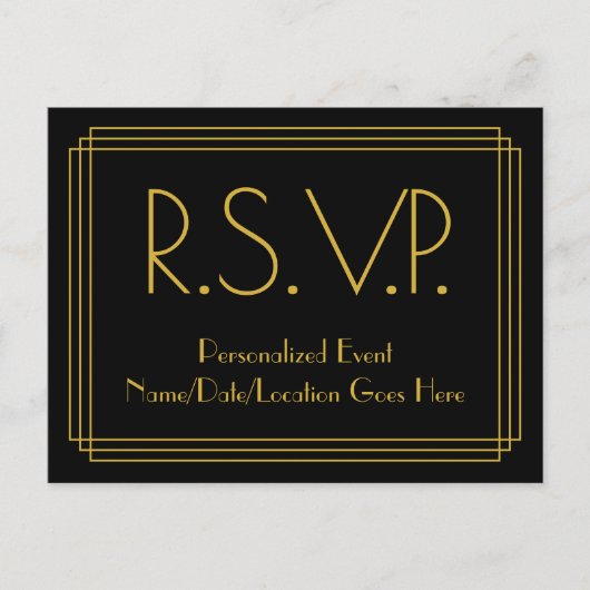 1930s Geïnspireerde look "R.S.V.P." Briefkaart (Voorkant)