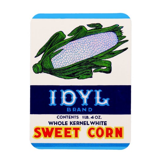 1930s Idyl Sweet Corn label Magneet (Verticaal)
