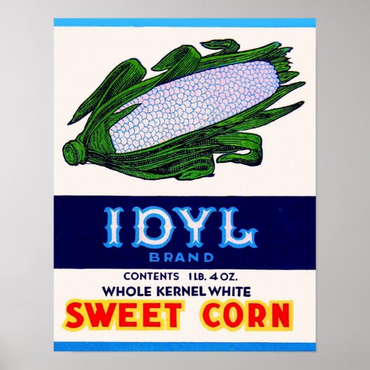 1930s Idyl Sweet Corn label Poster (Voorkant)