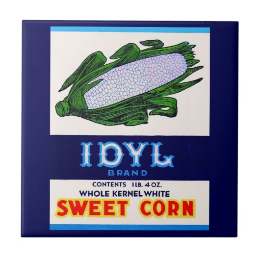 1930s Idyl Sweet Corn label Tegeltje (Voorkant)