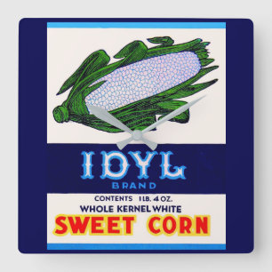 1930s Idyl Sweet Corn-label Vierkante Klok