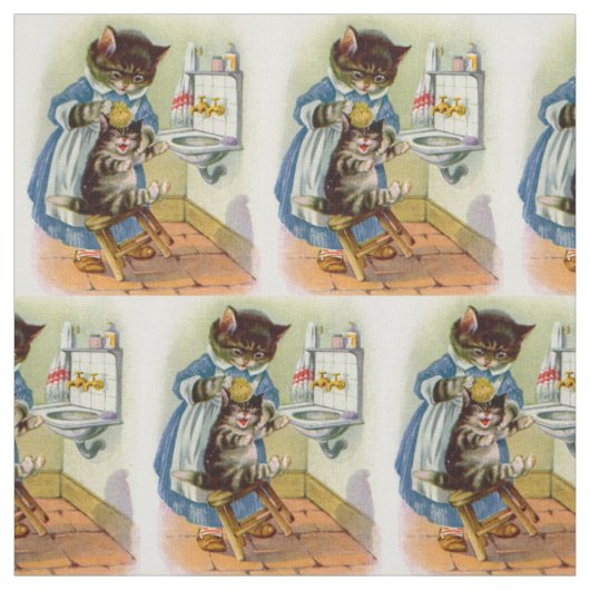 1930s kat mama wast haar kitten print stof (Swatch)