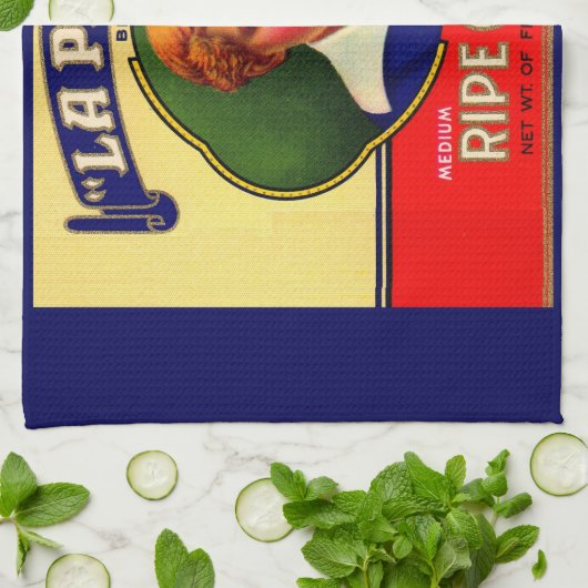 1930s LaPerla Olijfdrukken Theedoek (Gevouwen)