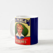 1930s LaPerla Olijflabel Koffiemok (Voorkant links)