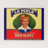 1930s LaPerla Olijflabel Legpuzzel (Horizontaal)