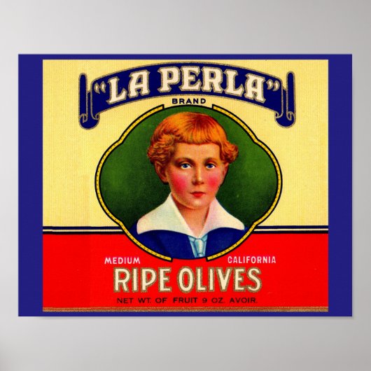 1930s LaPerla Olijflabel Poster (Voorkant)