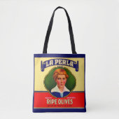 1930s LaPerla Olijflabel Tote Bag (Voorkant)