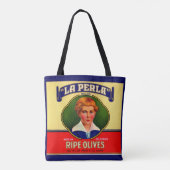 1930s LaPerla Olijflabel Tote Bag (Achterkant)