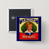 1930s LaPerla Olijflabel Vierkante Button 5,1 Cm (Voorkant /achterkant)
