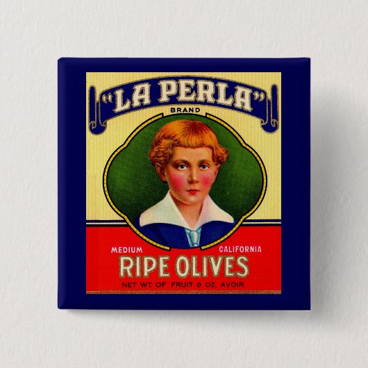 1930s LaPerla Olijflabel Vierkante Button 5,1 Cm (Voorkant)