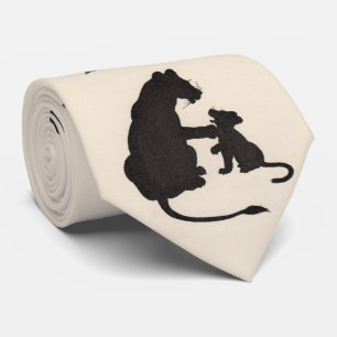 1930s leeuwin en welp silhouet print stropdas
