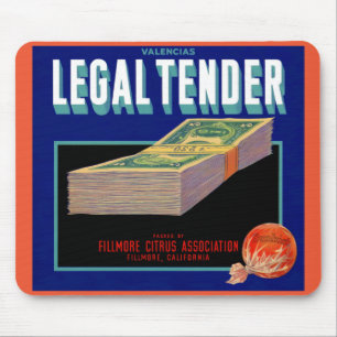 1930s Legal Tender oranje crate label Muismat