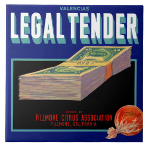 1930s Legal Tender oranje crate label Tegeltje