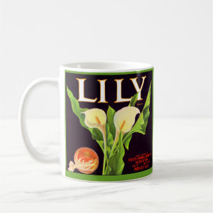 1930s Lily sinaasappel krat label Koffiemok