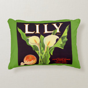 1930s Lily sinaasappel krat label print Accent Kussen