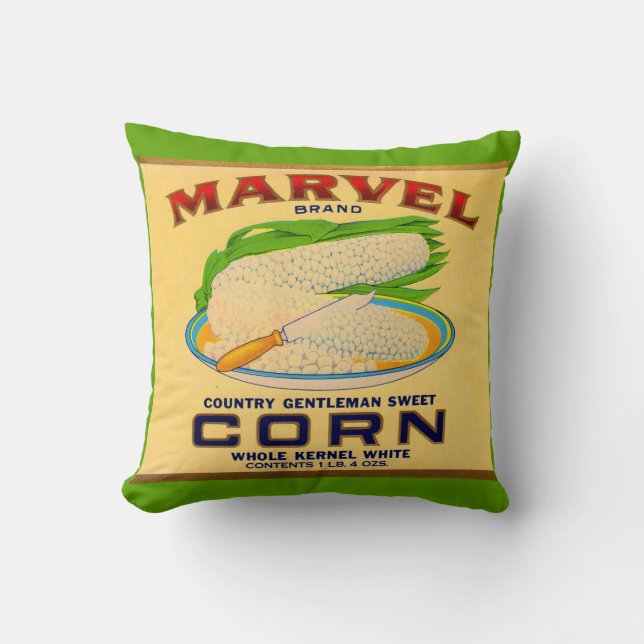 1930s Marvel blik graan label print Kussen (Voorkant)
