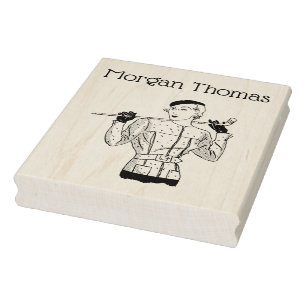 1930s Modieuze Dame Golfster met Golfclub Rubberstempel