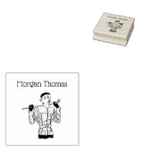 1930s Modieuze Dame Golfster met Golfclub Rubberstempel (Gestempeld)