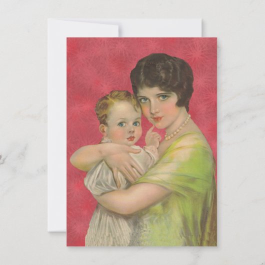  1930's moeder Holding Kind Baby shower Kaart (Achterkant)