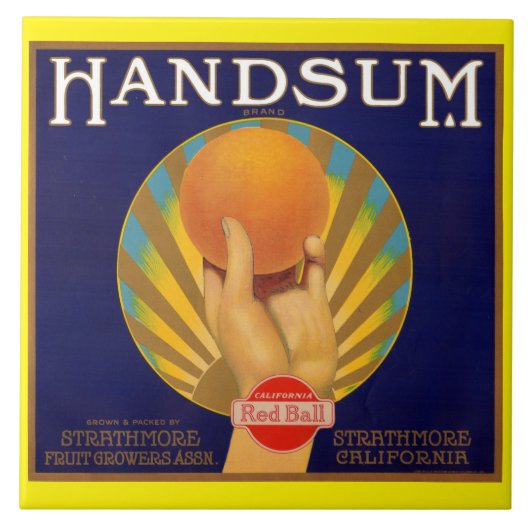 1930s oranje krateletiket Handsum Tegeltje (Voorkant)