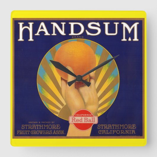 1930s oranje krateletiket Handsum Vierkante Klok (Voorkant)