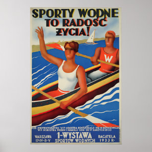 1930s Polen sportpromotieposter roeien publiek Poster