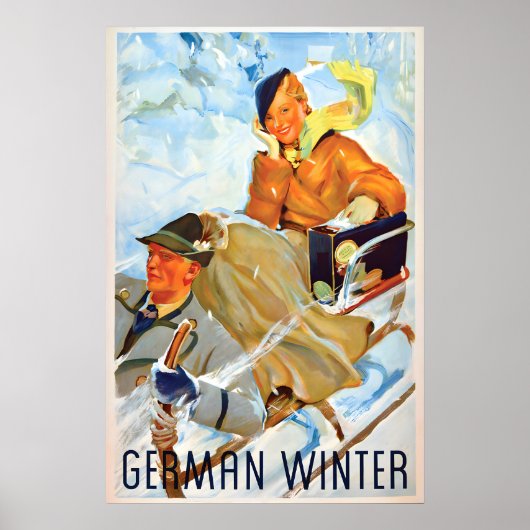 1930s reisposter Duitse winter skispringen Poster (Voorkant)