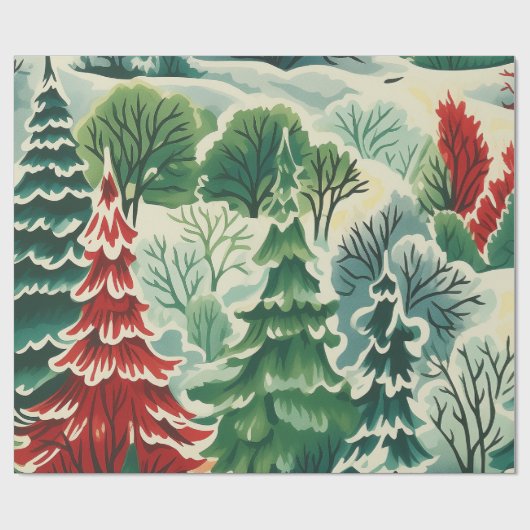 1930s Retro Kerst Wrapping Papier (Vlak)