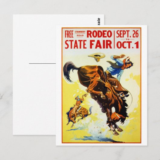  1930s Rodeo Poster teruggezet Briefkaart (Voorkant / Achterkant)