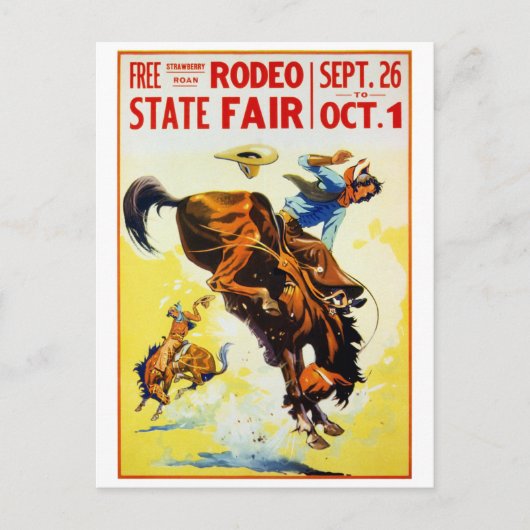 1930s Rodeo Poster teruggezet Briefkaart (Voorkant)