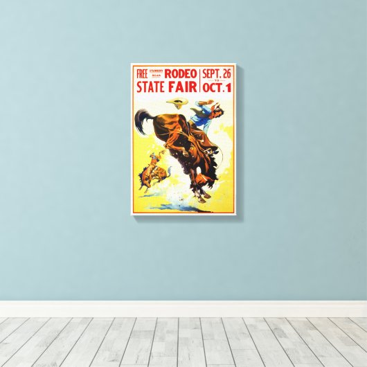 1930s Rodeo Poster teruggezet Canvas Afdruk (Insitu (Houten vloer))