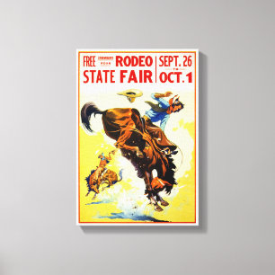  1930s Rodeo Poster teruggezet Canvas Afdruk
