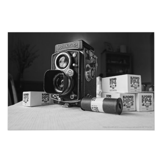 1930s ROLLEIFLEX II-camera Automat 6x6 MODEL RF 11 Foto Afdruk (Voorkant)
