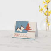  1930's Scottie Dog Christmas Kaart (Gele Bloem)