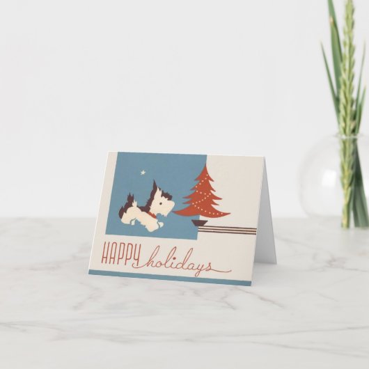  1930's Scottie Dog Christmas Kaart (Voorkant)