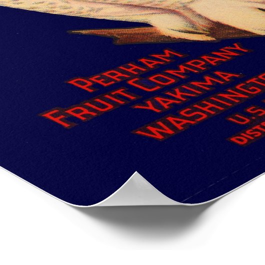 1930s Sneeuwboomperen Etiket op peervruchten Poster (Hoek)