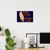 1930s Sneeuwboomperen Etiket op peervruchten Poster (Thuiskantoor)