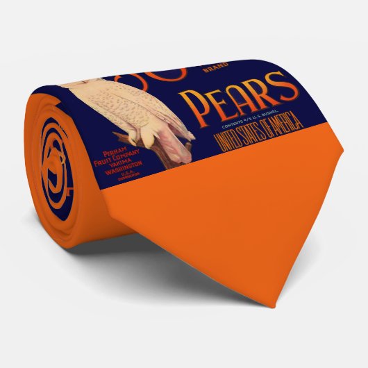 1930s Sneeuwboomperen Etiket op peervruchten Stropdas (Opgerold)