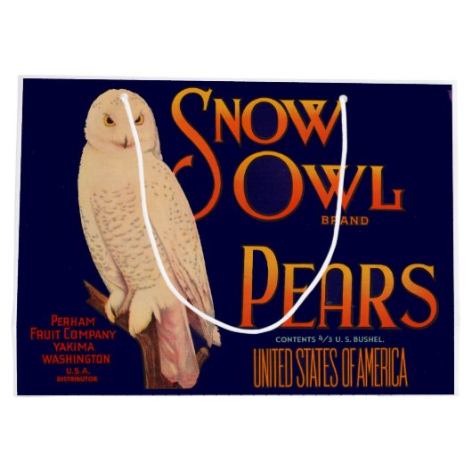 1930s Snow Owl branderperen fruitkrattendruk Groot Cadeauzakje (Achterkant)