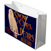 1930s Snow Owl branderperen fruitkrattendruk Groot Cadeauzakje (Voorkant Gekanteld)
