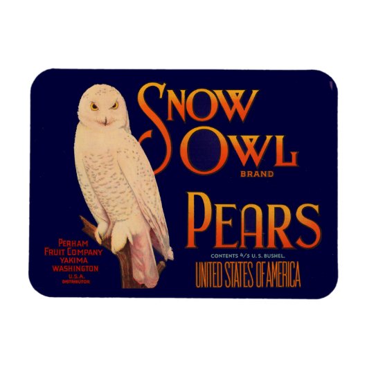 1930s Snow Owl branderperen fruitkrattendruk Magneet (Horizontaal)