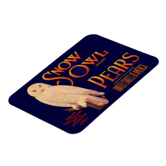 1930s Snow Owl branderperen fruitkrattendruk Magneet (Linkerzijde)