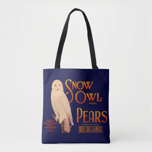 1930s Snow Owl branderperen fruitkrattendruk Tote Bag (Voorkant)