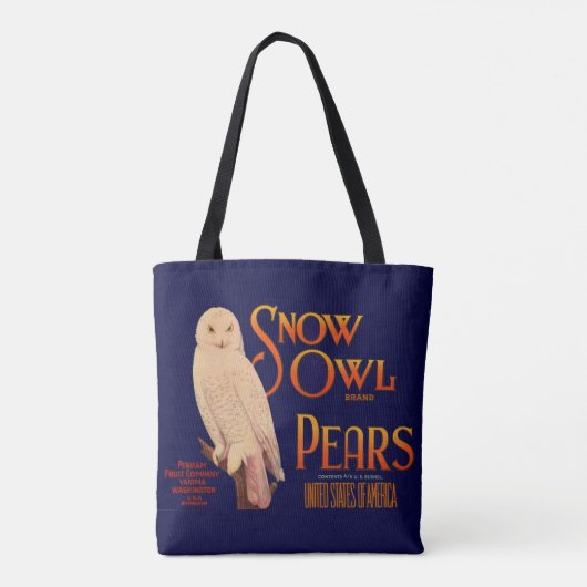 1930s Snow Owl branderperen fruitkrattendruk Tote Bag (Achterkant)