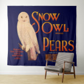 1930s Snow Owl branderperen fruitkrattendruk Wandkleed (In Situ (horizontaal))