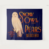 1930s Snow Owl branderperen fruitkrattendruk Wandkleed (Voorkant (horizontaal))