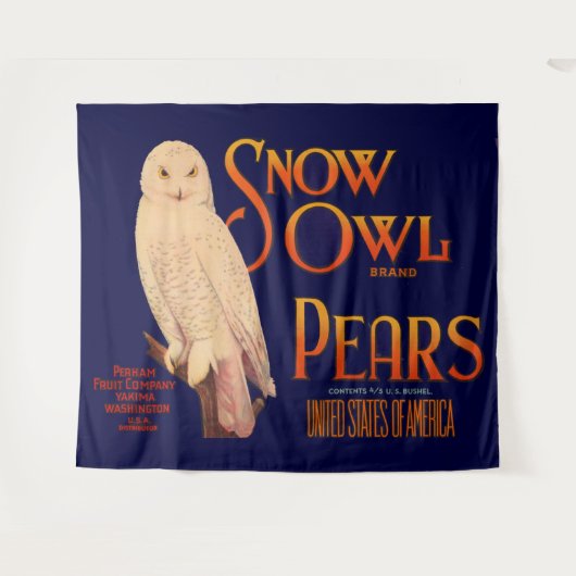 1930s Snow Owl branderperen fruitkrattendruk Wandkleed (Voorkant (horizontaal))