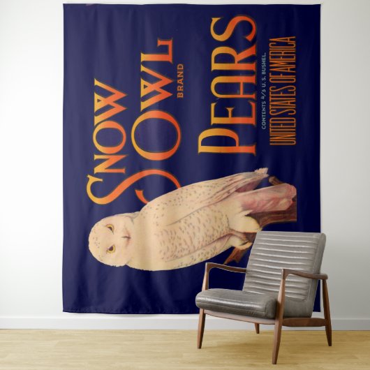 1930s Snow Owl branderperen fruitkrattendruk Wandkleed (In situ)