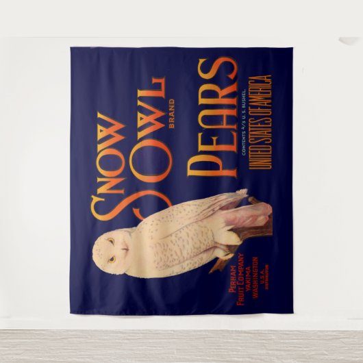 1930s Snow Owl branderperen fruitkrattendruk Wandkleed (Voorkant)